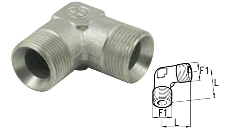 HYDRAULISCHE BOCHT 90° BSP KORT MAN-MAN 3/4