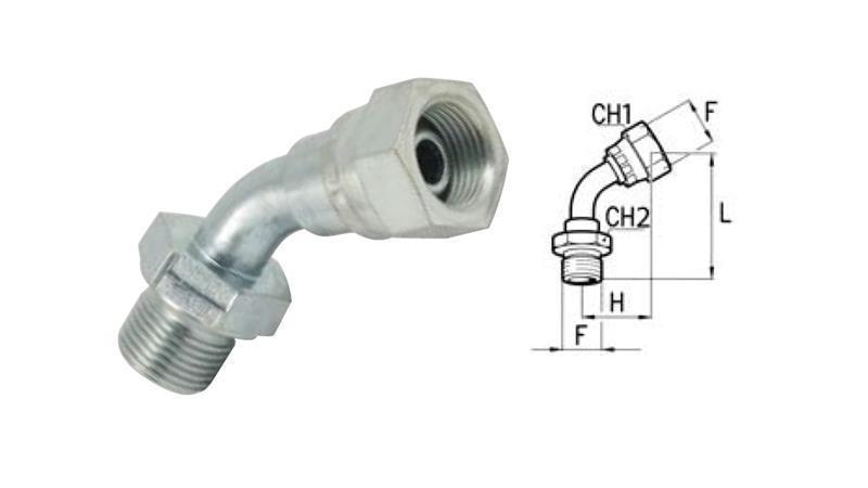 HYDRAULINEN KULMA 45° BSP UROS-NAISET 3/8
