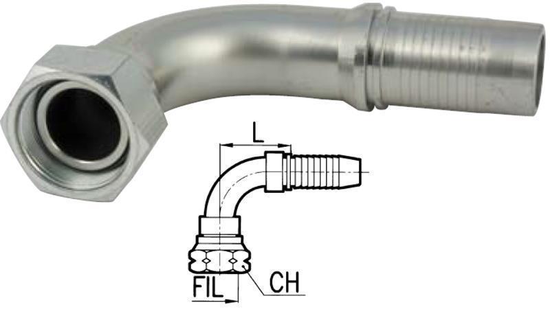 HYDRAULINEN YHTEYS BSP NAISPUOLEINEN KULMA 90° DN10-1/4
