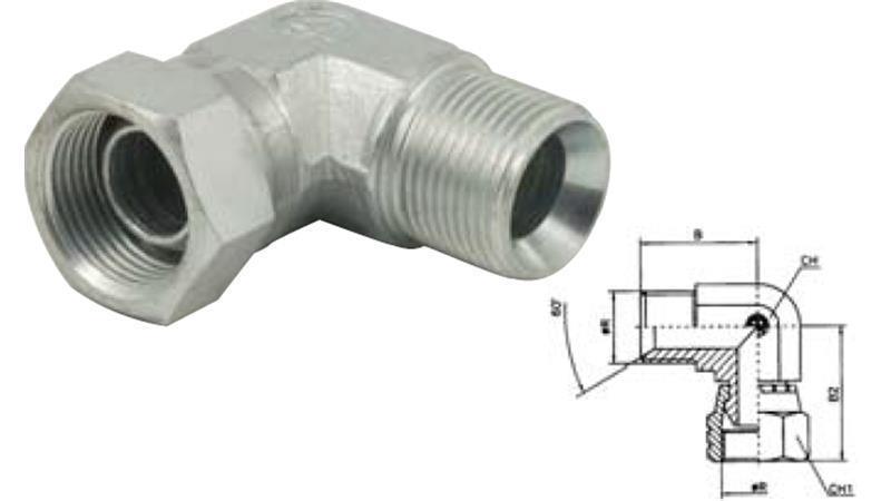 CODO HIDRÁULICO 90° BSP NUT CORTO GIRATORIO-MACHO 1/4