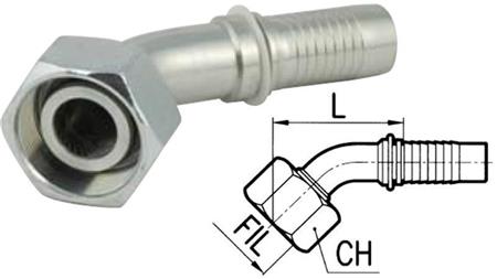 HYDRAULIC CONNECTION DKOL 15 L FEMALE ELBOW 45 DN10-M22X1.5
