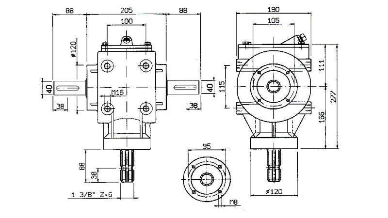 ANGLE GEAR PTO-R11S 1:2 (48HP-35kW)