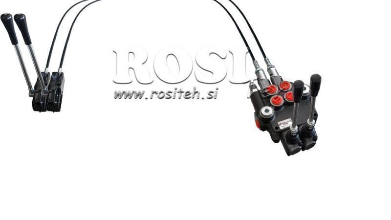 JOYSTICK DVOJITÁ RUKOJEŤ 1 m HYDRAULICKÝ VENTIL 2xP80 litrů