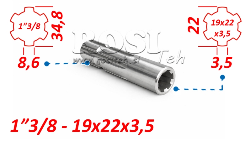 P.T.O. ADAPTERI 13/8 19x22x3.5 10 hammasta