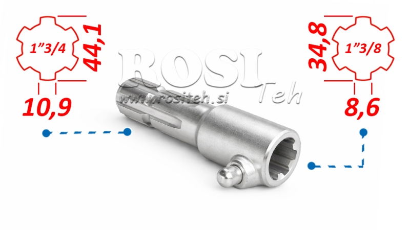 P.T.O. ADAPTÉR S PÍNEM od 1”3/8 do 1”3/4