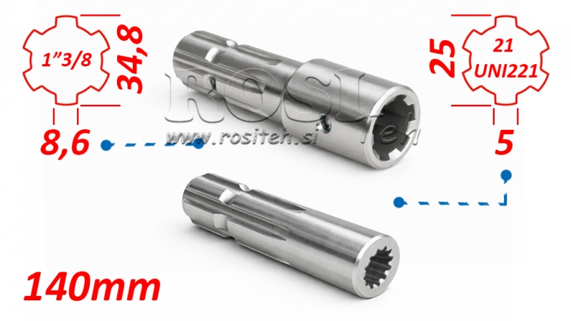 P.T.O. ADAPTER 13/8 21x25x5 - 6 TÄNDER
