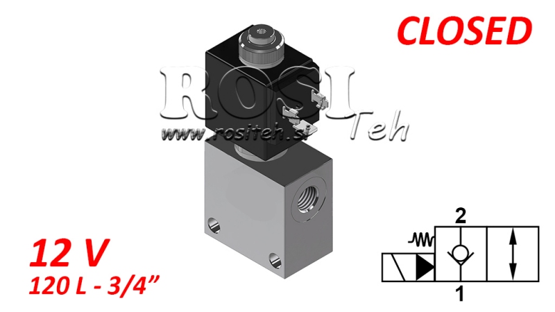 2 ÍRÁNYU SZELEP 3/4 (NC) 12V - 120lit