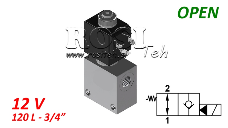 2 ÍRÁNYU SZELEP 3/4 (NO) 12V - 120lit