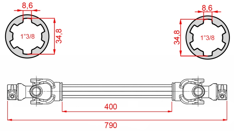 ECO KARDANOVÝ HRIADEĽ 790mm 35-60HP ŠTANDARD