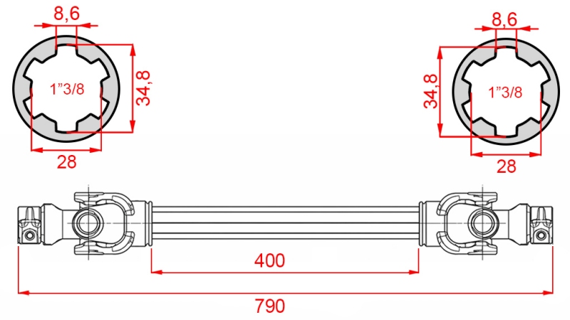 ECO КАРДАНЕН ВАЛ 790mm 35-60HP СТАНДАРТ