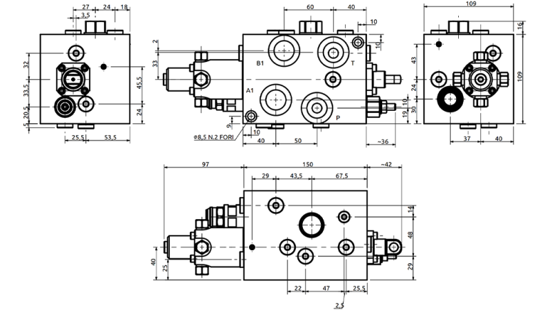 DISTRIBUTEUR HYDRAULIQUE POUR FENDEUSE  – GROSSE BUCHE – AUTOSPEED 150 L/MIN