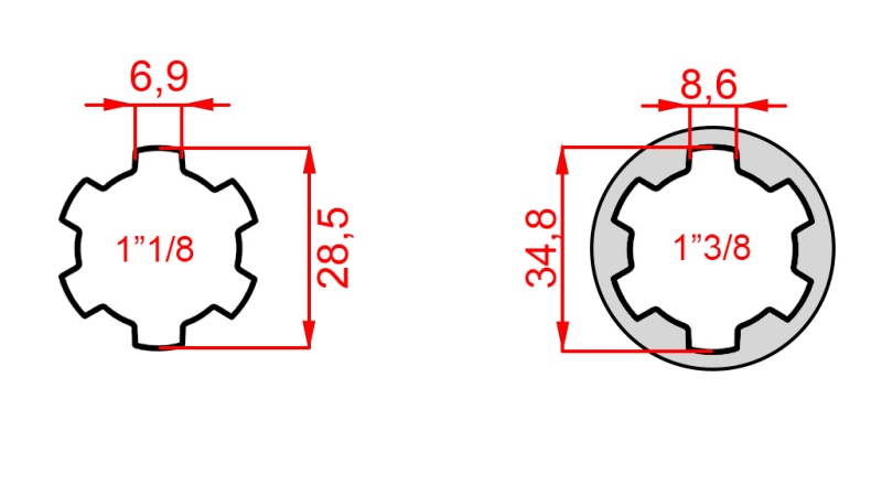 P.T.O. АДАПТЕР от 1”1/8 до 1”3/8