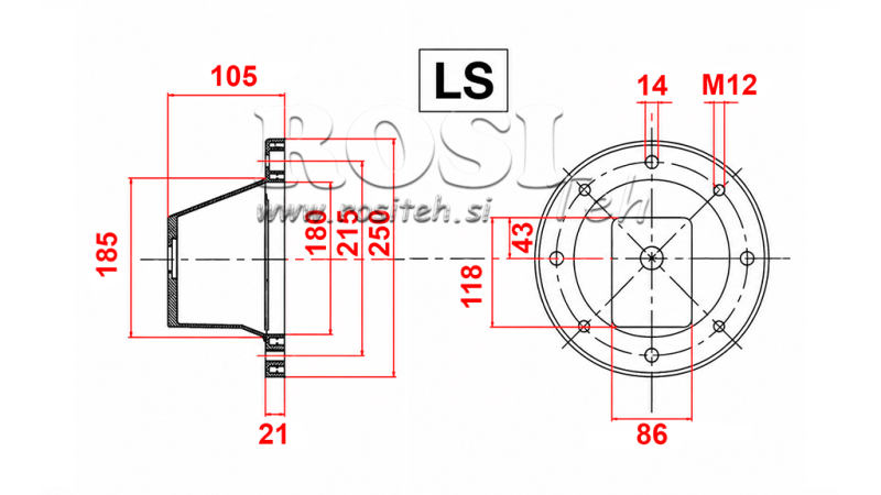 HYDRAULICKÁ FLANGE - BELL LS252 (EM2,2-4 KW/GR2)