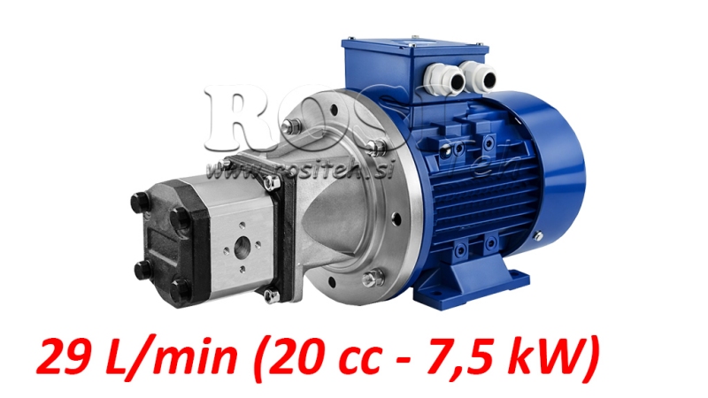 HÜDRAULILINE PUMP KOKKUVÕTE GR.2 20 CCM + ELEKTRIMOOTOR 3-Faas - 7.5 KW (VOOG = 29 LIT/MIN)