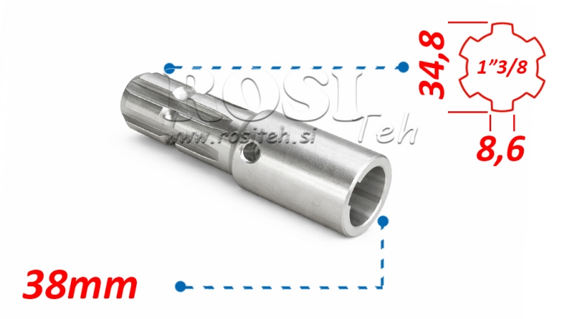 КАРДАНЕН АДАПТЕР 1-3/8 - ОТВОР fi 38 mm (160 mm)