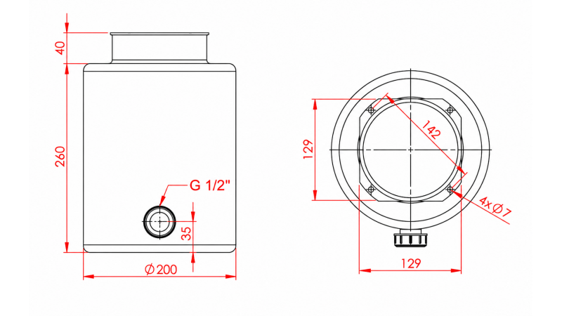 SERBATOIO IN METALLO ROLL PP 8 LITRO ORIZZONTALE-VERTICALE