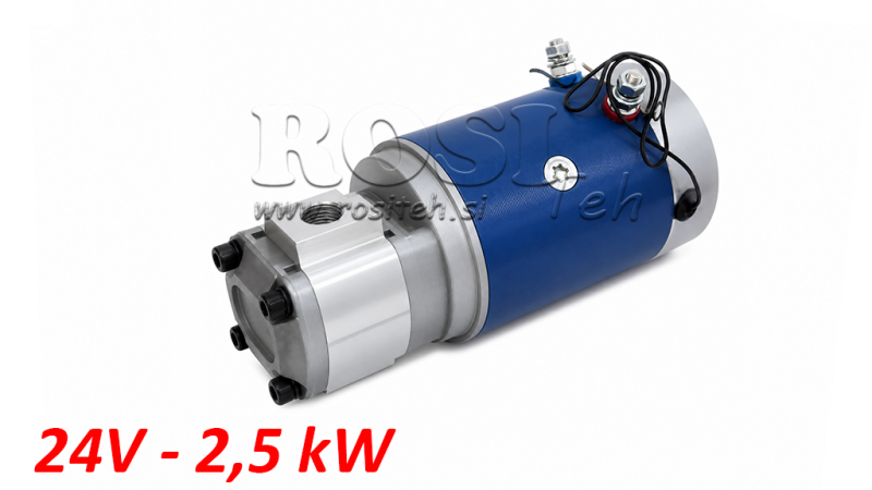 HYDRAULINEN PUMPPU KOKOELMA GR.1 + SÄHKÖMOOTTORI 24V 2.5KW = 2.5CC - 6.6LIT