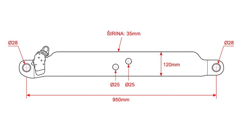 KOLMIPISTENOSTOLAITTEEN ALAVARRET CAT.3 - 120x35 mm - 950 mm (140 HP)