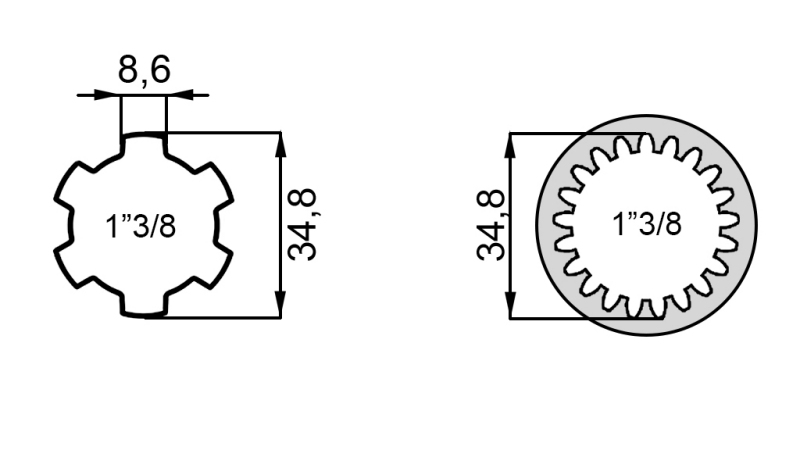 P.T.O. ADAPTER 13/8 -21 TOOTH
