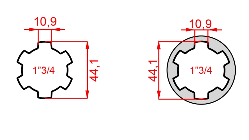 ADAPTADOR CARDÃ DE 1-3/4 PARA 1-3/4 (165 mm)