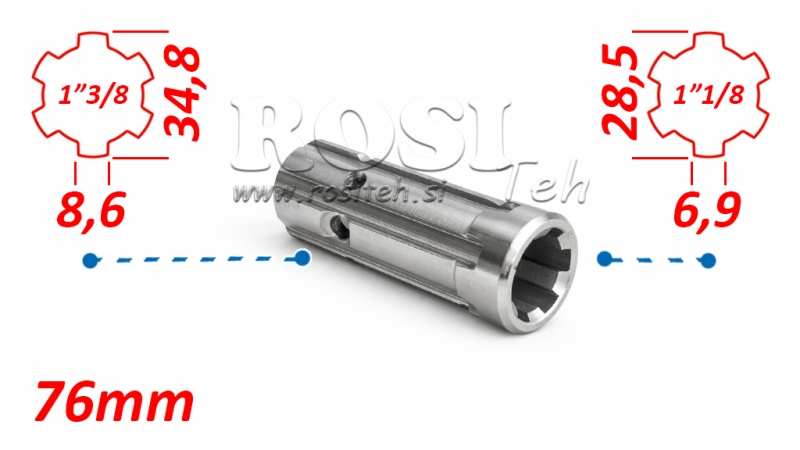 P.T.O. ADAPTER ADAPTER from 1''1/8 to 1''3/8 L-76mm