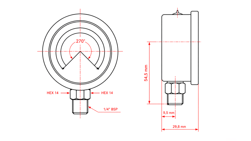 IMU-MITTA DN63 PYSTY -1 - 0 BAR - 1/4