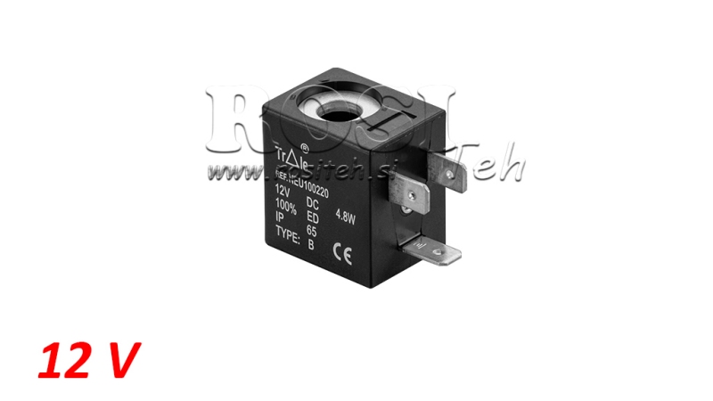 ELEKTROMAGNET SPULE 12VDC FÜR VENTIL - fi 8mm-23,5mm 2,8W