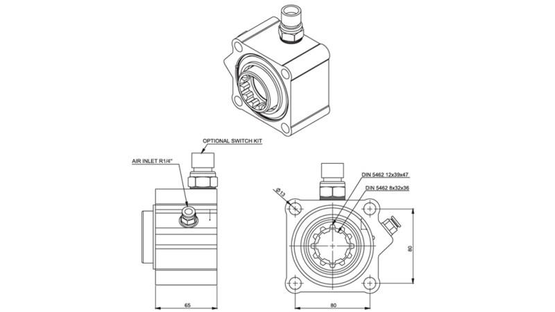 Rozměry HYDRAULICKÉHO ČERPADLA - ZF HLINÍK S PŘEPÍNAČEM