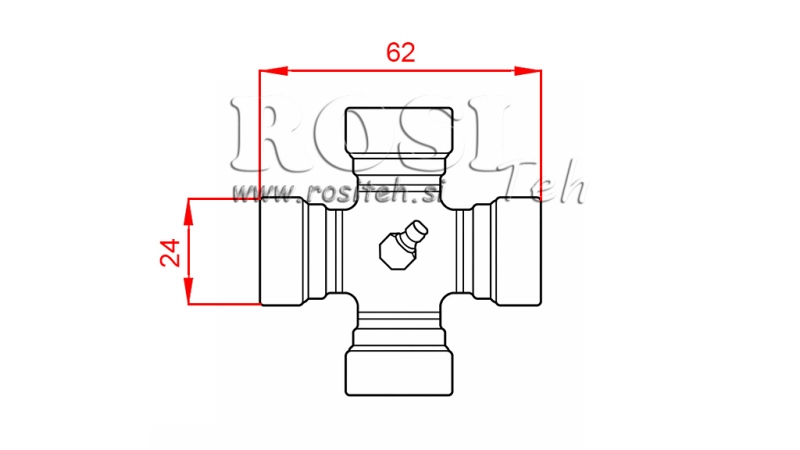 KRÍŽOVÝ KĹB F-24,00X62,00 PRE ECO KARDANOVÝ HRIADEĽ 790mm 35-60HP ŠTANDARD