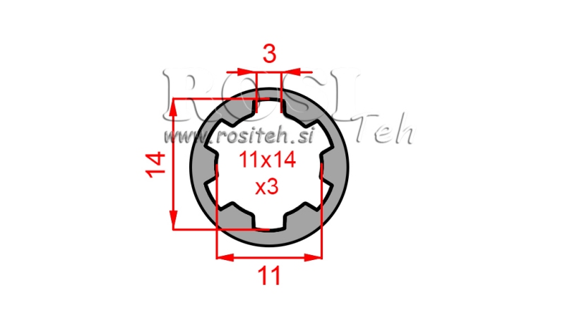 KARDANADAPTERI HOLKKI 11x14x3 (6 URAA) (40 mm)