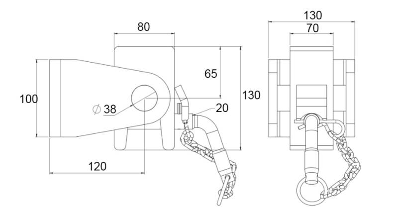DRŽÁK SKLÁPĚCÍ KORBY 80x100 - VIDLICOVÝ TYP - ECO
