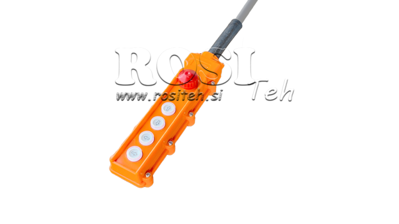 AFSTANDSBEDIENING SCHAKELAAR SET 4 KNOPPEN + NOODSTOP IN BEHUIZING MET KABEL