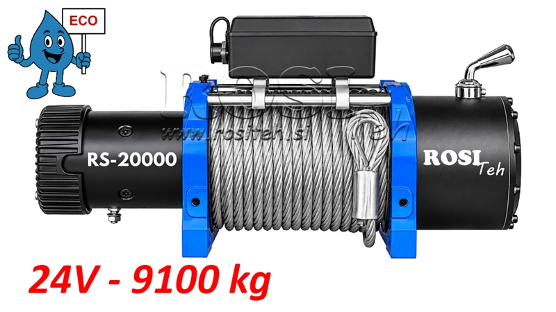24 V SÄHKÖVINSSI RS-20000 - 9100 KG - TERÄSVAIJERI - ECO