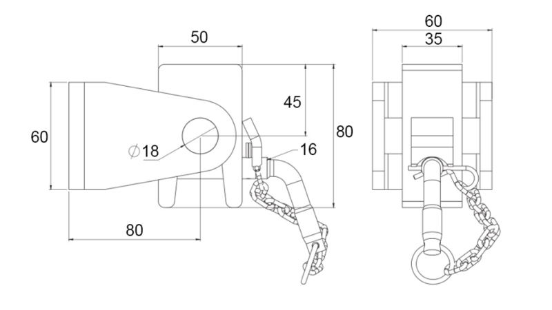 SOPORTE CAJA BASCULANTE 50x60 - TIPO HORQUILLA - ECO
