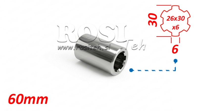 KARDANSKI NASTAVEK PUŠA 26x30x6 (6 zob) (60 mm)