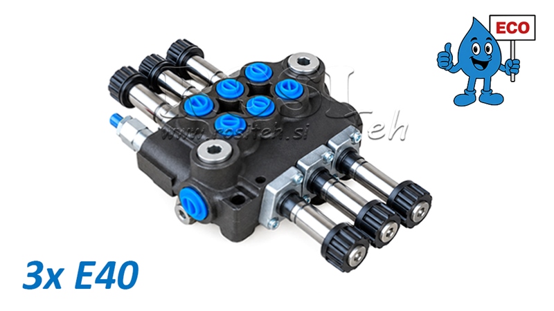 HYDRAULINEN MAGNEETTIVENTTIILI (ILMAN KELOJA) – 3-LOHKOINEN SUUNTAVENTTIILI 3xE40 ECO