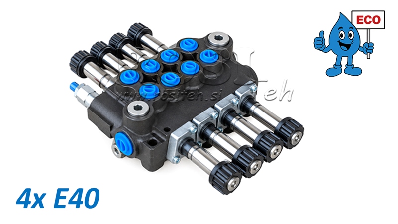 HYDRAULINEN MAGNEETTIVENTTIILI (ILMAN KELOJA) – 4-LOHKOINEN SUUNTAVENTTIILI 4xE40 ECO