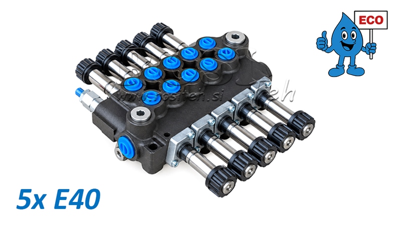 HYDRAULINEN MAGNEETTIVENTTIILI (ILMAN KELOJA) – 5-LOHKOINEN SUUNTAVENTTIILI 5xE40 ECO