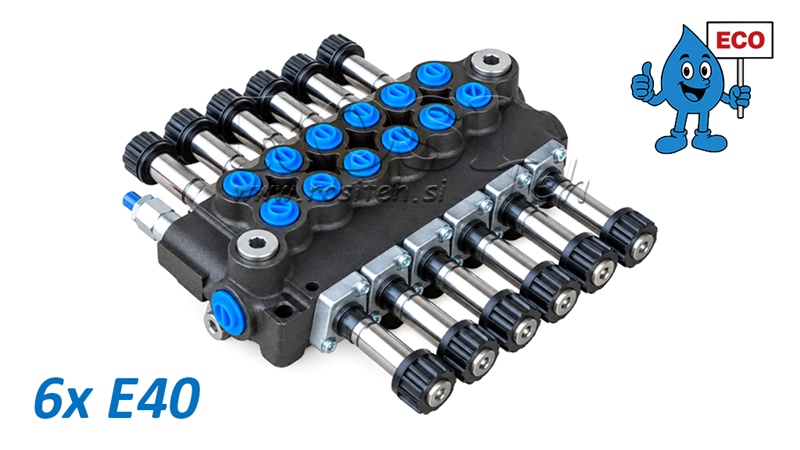 HYDRAULINEN MAGNEETTIVENTTIILI (ILMAN KELOJA) – 6-LOHKOINEN SUUNTAVENTTIILI 6xE40 ECO