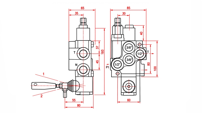 HYDRAULINEN KÄSIVENTTIILI – 1-LOHKOINEN SUUNTAVENTTIILI 1xR40 ECO