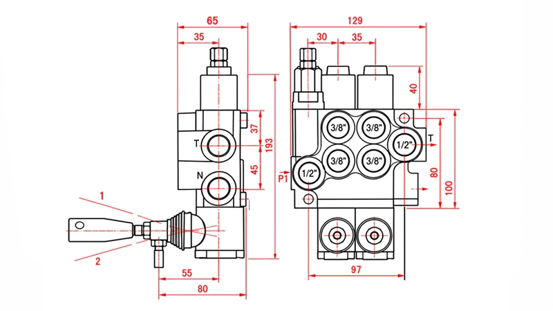 HYDRAULINEN KÄSIVENTTIILI – 2-LOHKOINEN SUUNTAVENTTIILI 2xR40 ECO