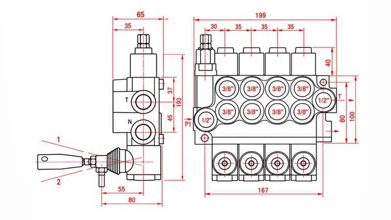 HYDRAULINEN KÄSIVENTTIILI – 6-LOHKOINEN SUUNTAVENTTIILI 6xR40 ECO