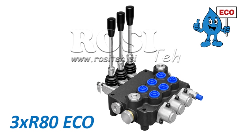 HYDRAULINEN KÄSIVENTTIILI – 3-LOHKOINEN SUUNTAVENTTIILI 3xR80 ECO