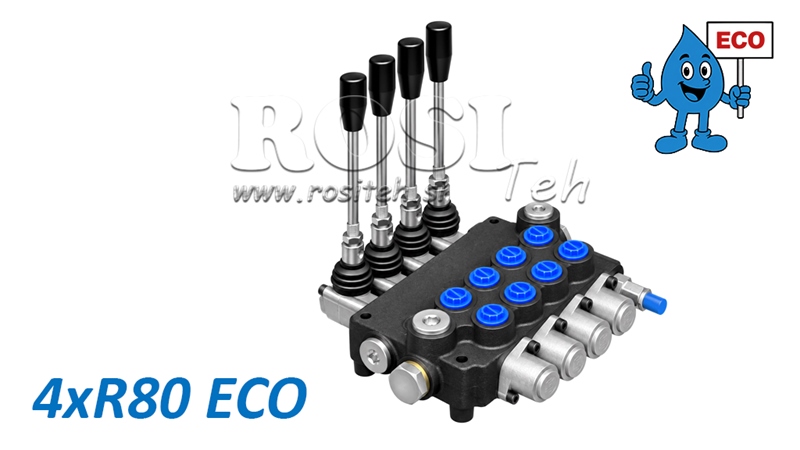 HYDRAULINEN KÄSIVENTTIILI – 4-LOHKOINEN SUUNTAVENTTIILI 4xR80 ECO