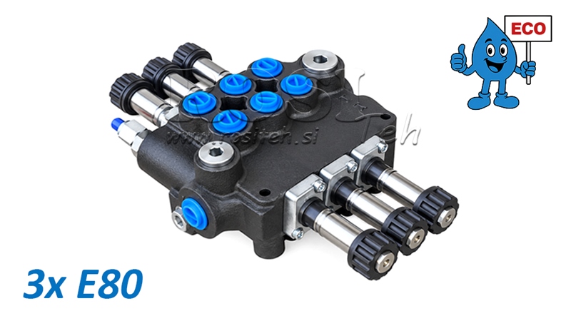 HYDRAULINEN MAGNEETTIVENTTIILI (ILMAN KELOJA) – 3-LOHKOINEN SUUNTAVENTTIILI 3xE80 ECO