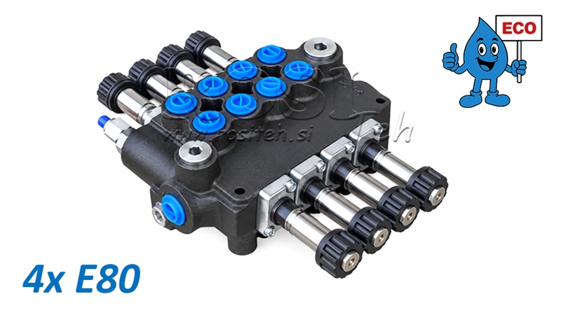 HYDRAULINEN MAGNEETTIVENTTIILI (ILMAN KELOJA) – 4-LOHKOINEN SUUNTAVENTTIILI 4xE80 ECO