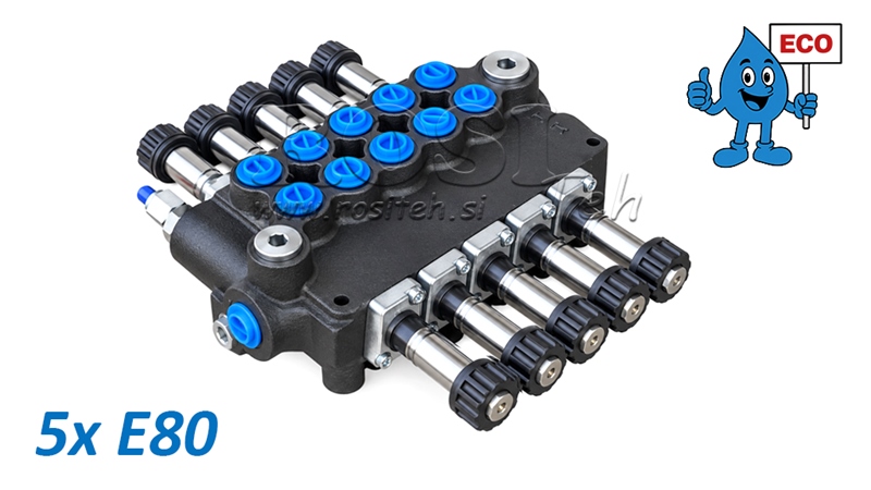 HYDRAULINEN MAGNEETTIVENTTIILI (ILMAN KELOJA) – 5-LOHKOINEN SUUNTAVENTTIILI 5xE80 ECO