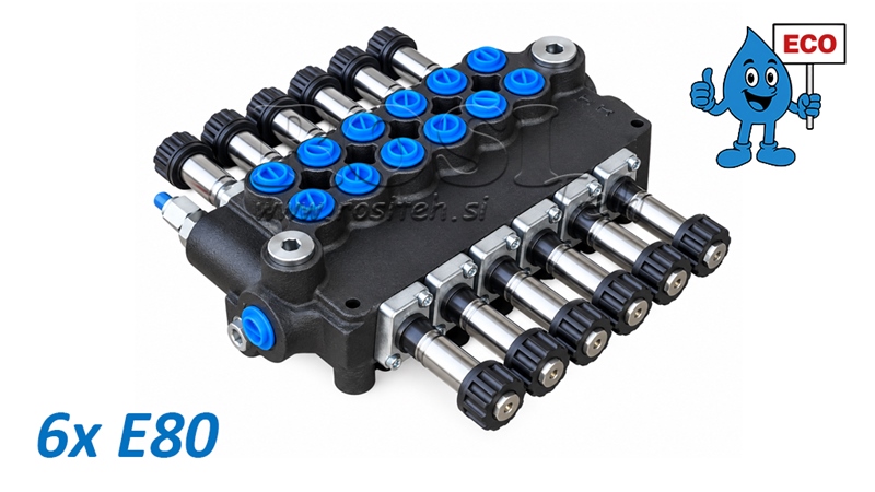 HYDRAULINEN MAGNEETTIVENTTIILI (ILMAN KELOJA) – 6-LOHKOINEN SUUNTAVENTTIILI 6xE80 ECO