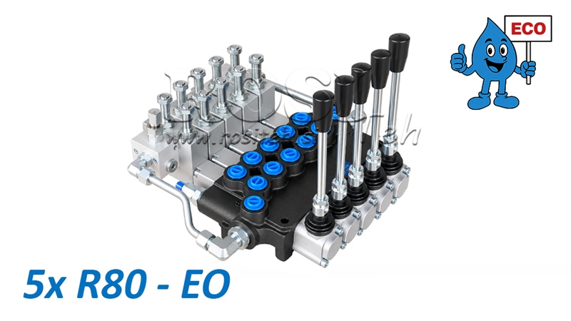 HYDRAULINEN SÄHKÖ-KÄSIVENTTIILI (ILMAN KELOJA) – 5-LOHKOINEN SUUNTAVENTTIILI 5xR80-EO ECO