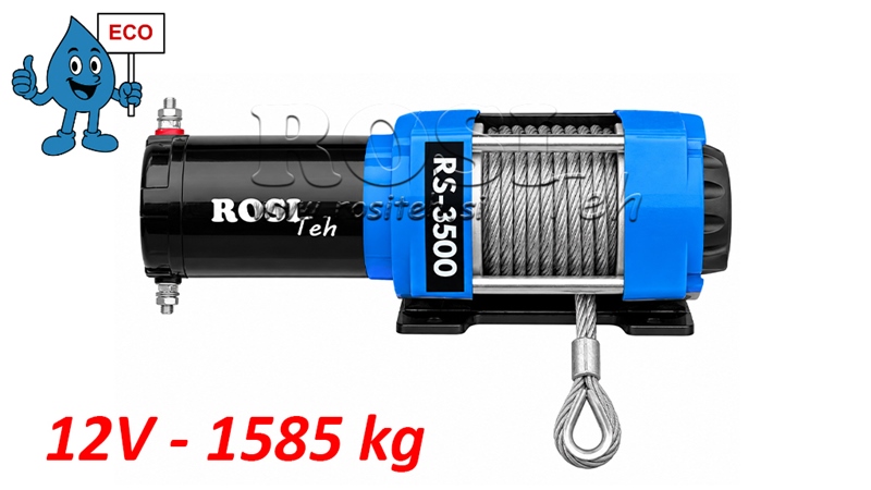 12 V SÄHKÖVINSSI RS-3500 - 1585 KG - TERÄSVAIJERI - ECO
